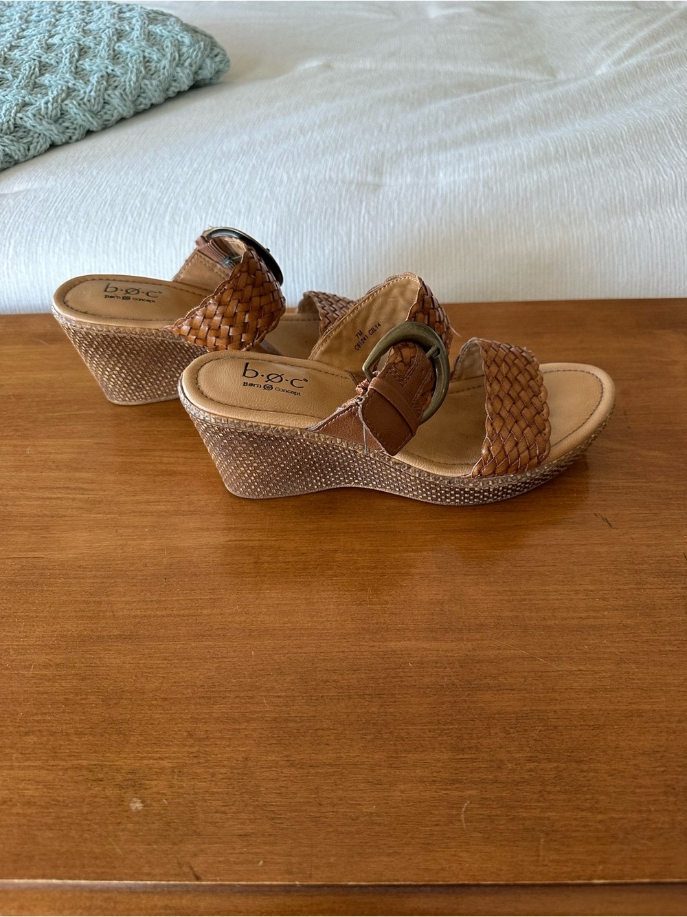 b.o.c. Braided Cognac Slide Sandals with Buckle Detail - Picture 2 of 2
